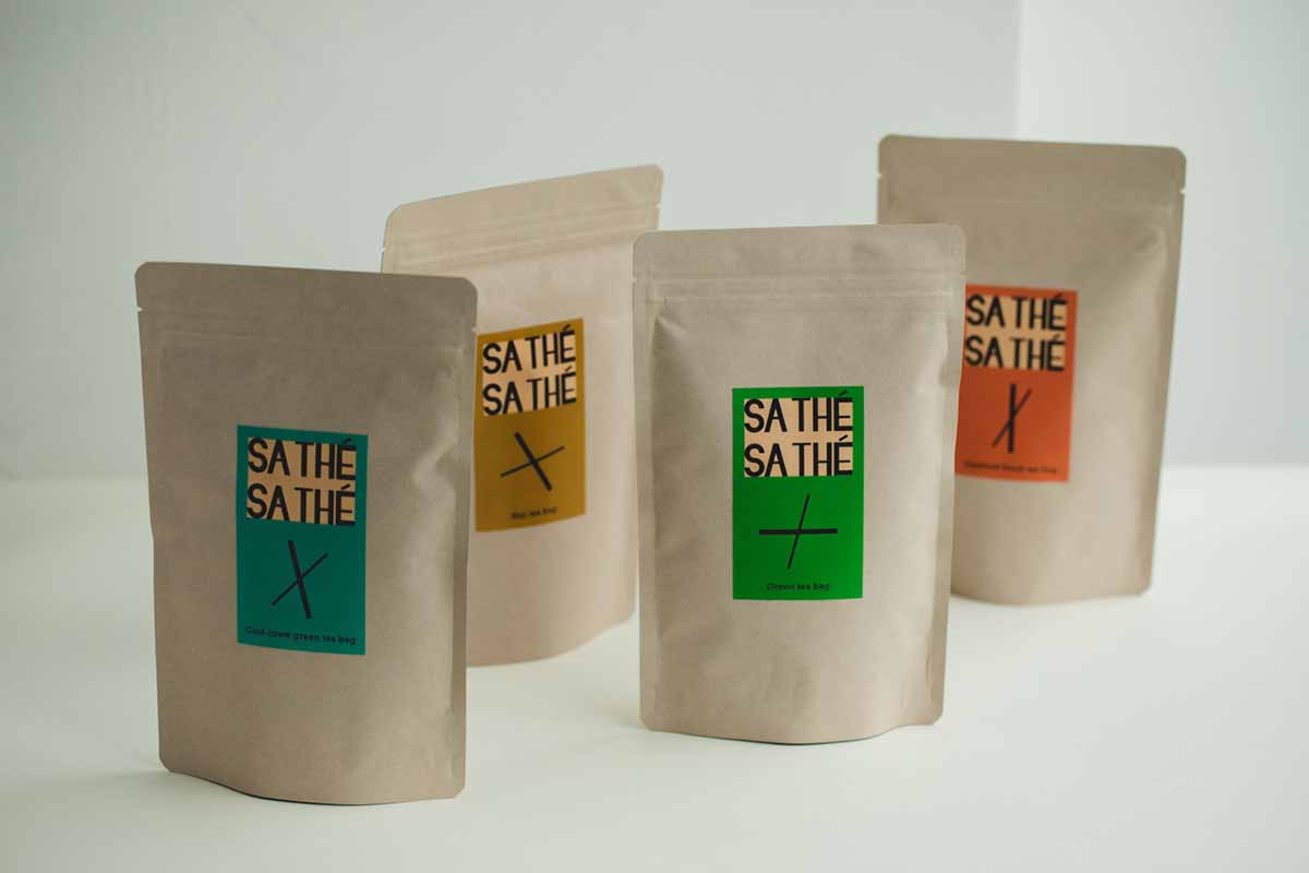「SA THÉ SA THÉ」のお茶の４種のパッケージ写真