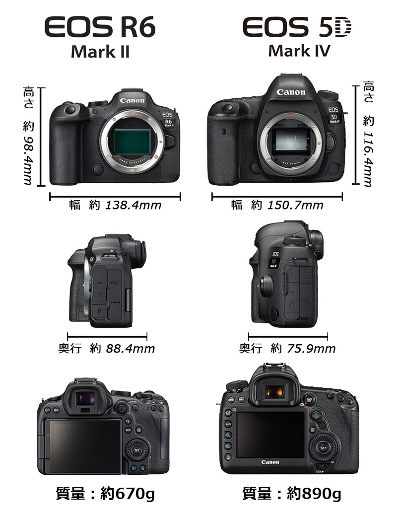 EOS 5D Mark IV大きさ比較