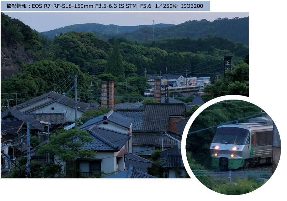 日暮れどきでも高画質で撮影が可能