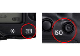 図:ボタンを押しながら〈ISO〉ボタンを押してAFフレームを登録する