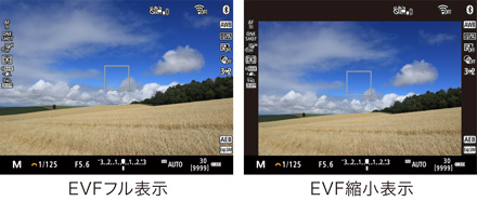 EVFフル表示 EVF縮小表示