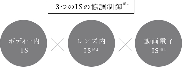 3つのISの協調制御 ボディー内IS×レンズ内IS×動画電子IS