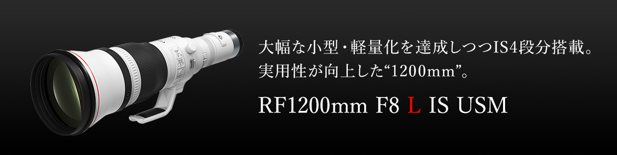 超望遠撮影をサポートする5.5段分のISを搭載。贅沢な光学系と優れた操作性を両立。 RF1200mm F8 L IS USM