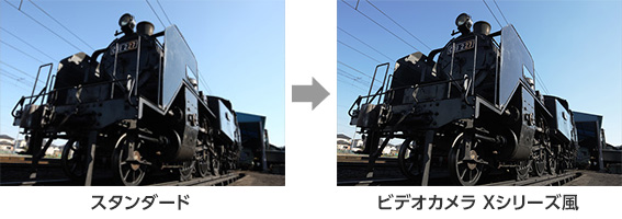 左:スタンダード 右:ビデオカメラ Xシリーズ風