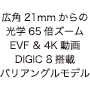 広角21mmからの光学65倍ズーム 高精細EVF &4K動画 DIGIC 8搭載 バリアングルモデル