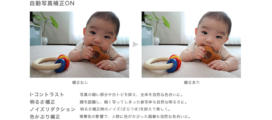 i-コントラスト 明るさ補正 ノイズリダクション 色かぶり補正