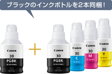 図:ブラックのインクボトルを2本同梱