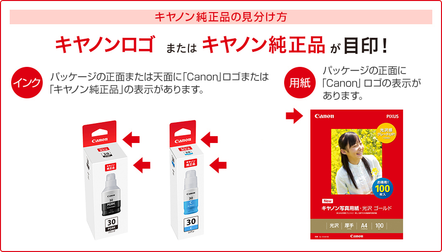 図:キヤノン純正品の見分け方