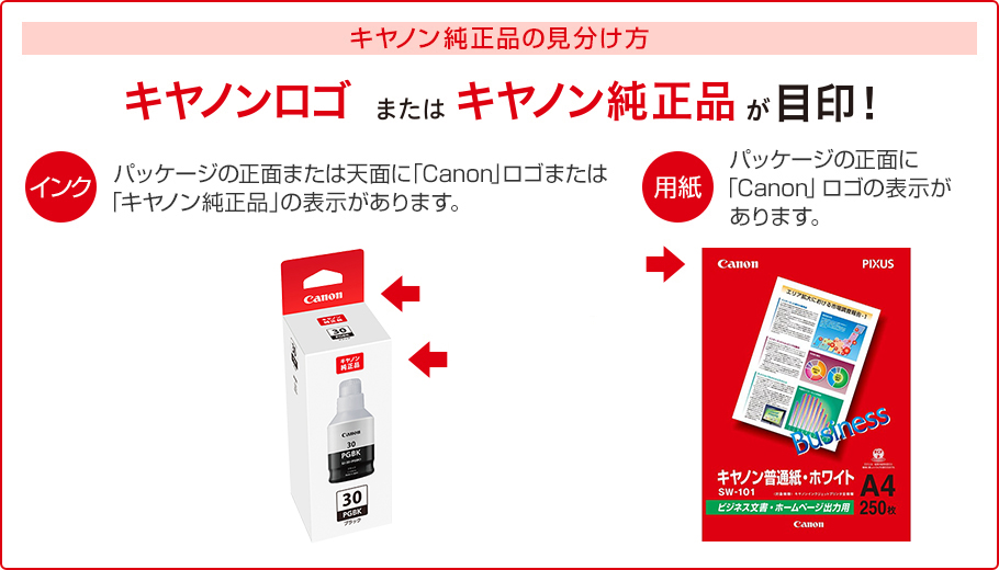 図:キヤノン純正品の見分け方
