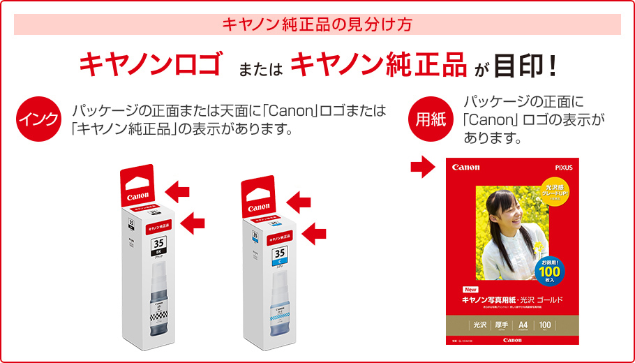 図:キヤノン純正品の見分け方