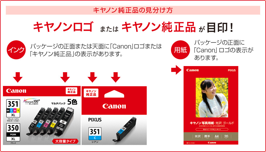 図:キヤノン純正品の見分け方
